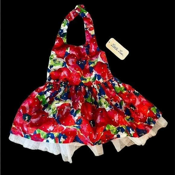 Brand new Little Lass  floral Summer Halter Dress - Picture 1 of 4